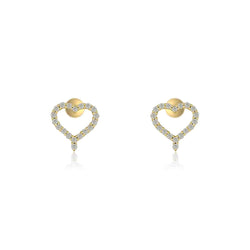 10K GOLD HEART DIAMOND STUD EARRINGS – ROMANTIC DROP DESIGN