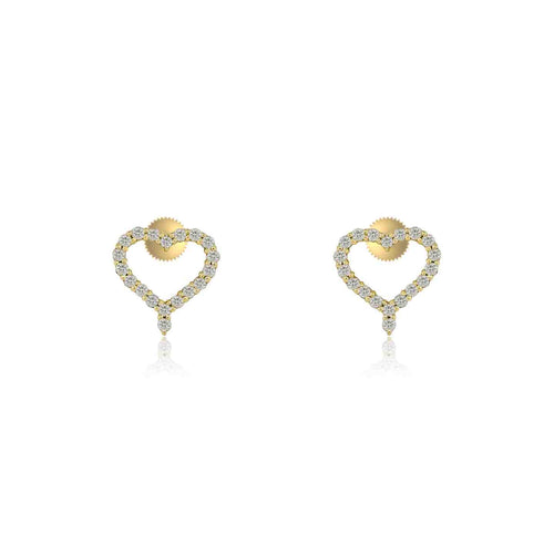 10K GOLD HEART DIAMOND STUD EARRINGS – ROMANTIC DROP DESIGN