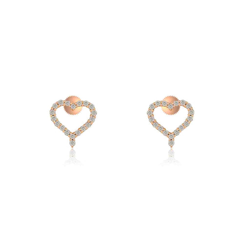 10K GOLD HEART DIAMOND STUD EARRINGS – ROMANTIC DROP DESIGN