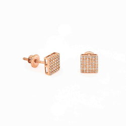 14K GOLD SQUARE PAVE DIAMOND STUD EARRINGS – BOLD & ELEGANT DESIGN