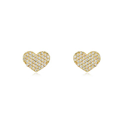 14K GOLD HEART PAVE DIAMOND STUD EARRINGS – ROMANTIC & SPARKLING