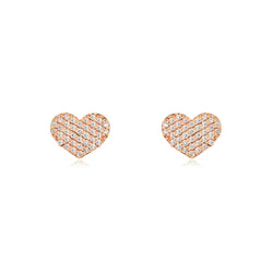 14K GOLD HEART PAVE DIAMOND STUD EARRINGS – ROMANTIC & SPARKLING