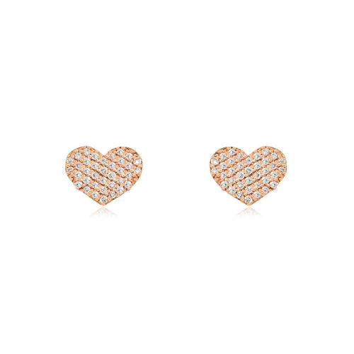 14K GOLD HEART PAVE DIAMOND STUD EARRINGS – ROMANTIC & SPARKLING