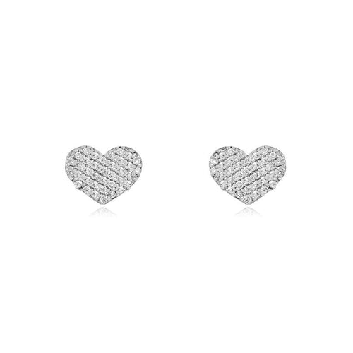 14K GOLD HEART PAVE DIAMOND STUD EARRINGS – ROMANTIC & SPARKLING