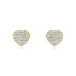 14K GOLD DOUBLE HALO HEART DIAMOND STUD EARRINGS – ROMANTIC & LUXURIOUS