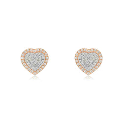 14K GOLD DOUBLE HALO HEART DIAMOND STUD EARRINGS – ROMANTIC & LUXURIOUS