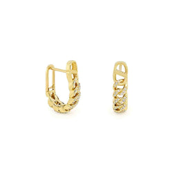 10K GOLD CUBAN LINK DIAMOND HUGGIE HOOP EARRINGS – BOLD & STYLISH