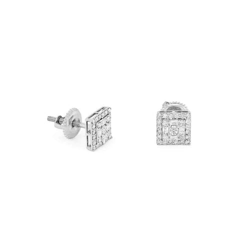 14K GOLD SQUARE PAVE DIAMOND STUD EARRINGS - TIMELESS LUXURY