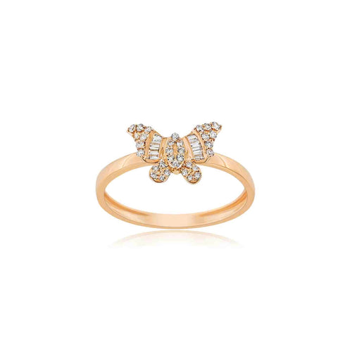 10K GOLD BUTTERFLY DIAMOND RING - 0.19 CT DELICATE NATURE-INSPIRED DESIGN