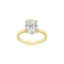 14K GOLD OVAL-CUT DIAMOND SOLITAIRE RING - 3.07 CT CLASSIC ENGAGEMENT RING