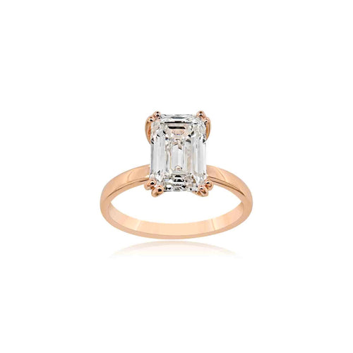 14K GOLD EMERALD-CUT DIAMOND SOLITAIRE RING - 3.11 CT TIMELESS LUXURY