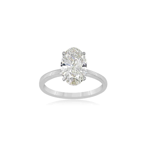 14K WHITE GOLD OVAL-CUT DIAMOND SOLITAIRE RING - 2.54 CT TIMELESS ELEGANCE