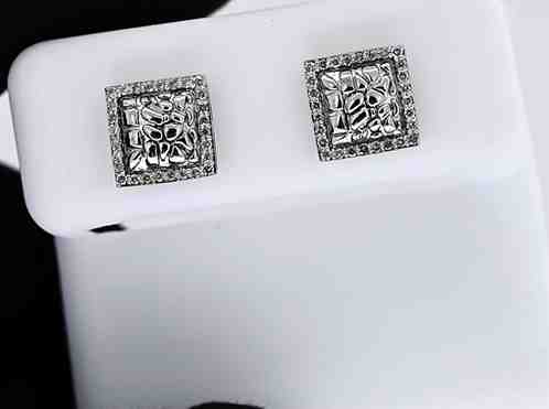 14K Gold Square Earrings with Dazzling Natural Diamonds