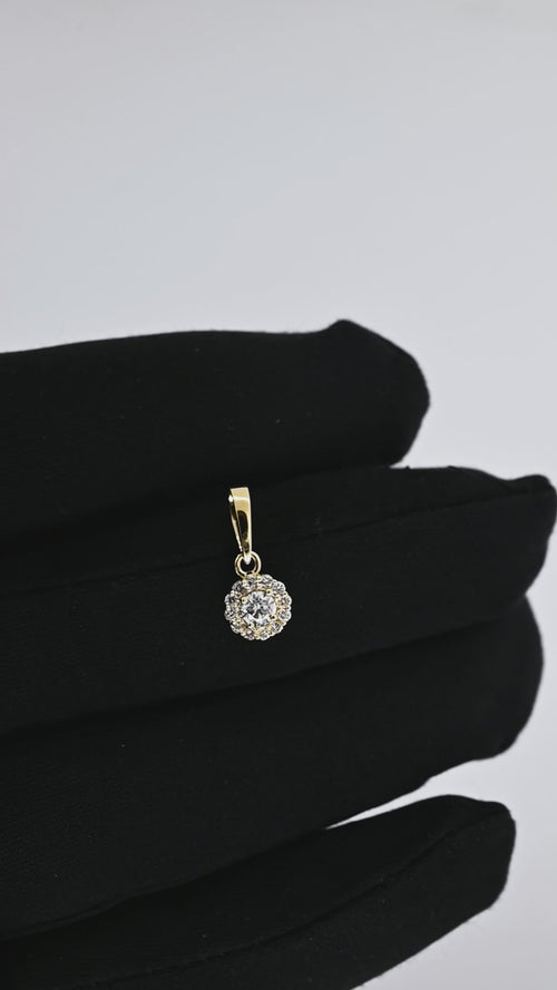 14K Gold Round Diamond Halo Pendant | Elegant Everyday Jewelry