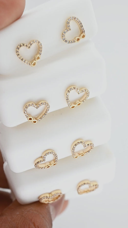 Open Heart for love 14k screw back Studs