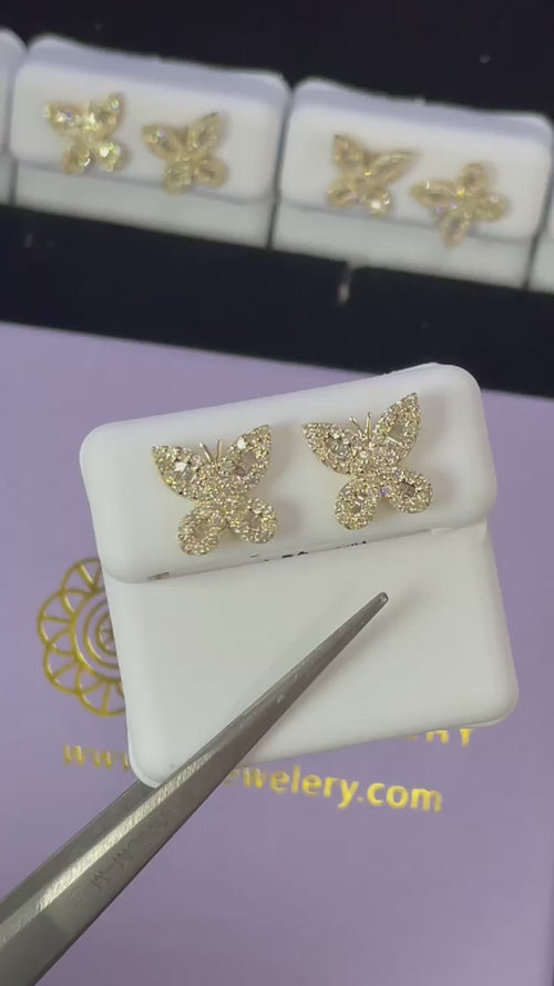 Golden Wings Elegant 14K Gold Butterfly Earrings