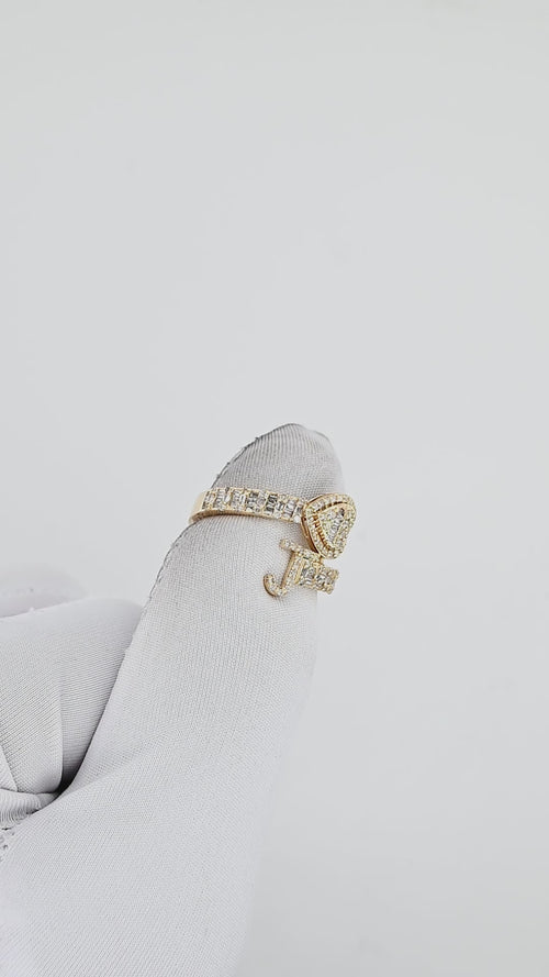 Golden Affection: 14K Gold Initial J Ring with Heart