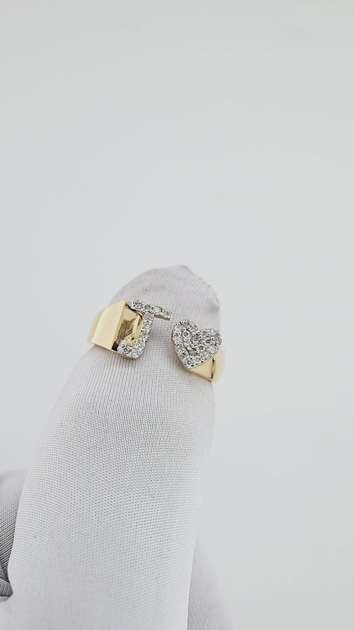 Jewel of Devotion: Heart-Shaped Initial J Ring in 14K Gold and Diamonds