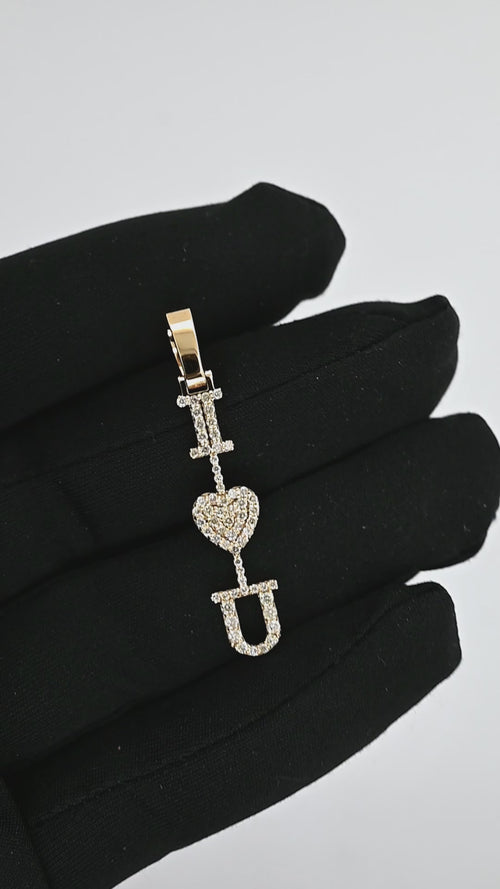 14K Gold Diamond “I Love You” Pendant | Romantic Gift for Her