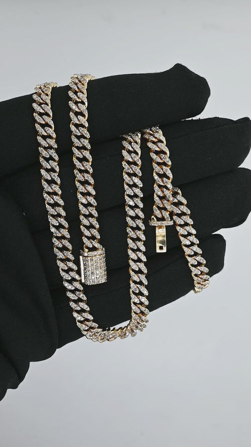 Luxurious 10K & 14K Gold Cuban Chains with Natural Diamonds for Men