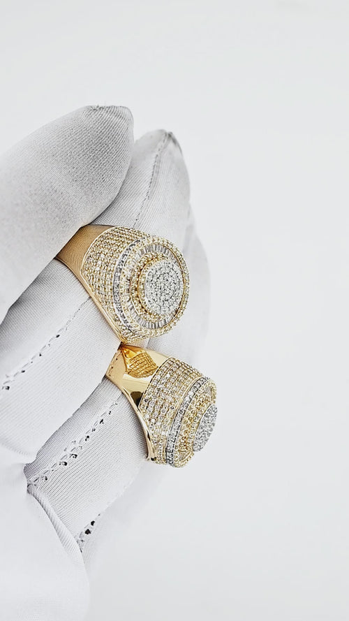 Gentleman's Brilliance: 14K Solid Gold Ring with Natural Diamonds for Men