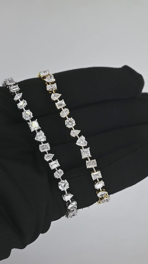 14K Gold Multi-Cut Diamond Tennis Bracelet | Elegant & Timeless