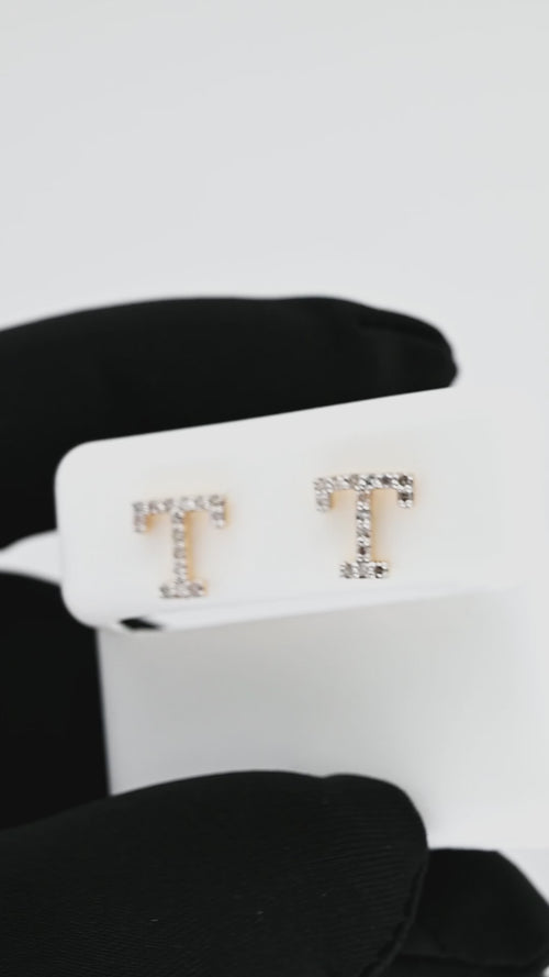 Initial A to z Stud screw back Earrings