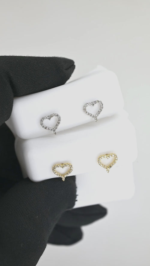 10K GOLD HEART DIAMOND STUD EARRINGS – ROMANTIC DROP DESIGN