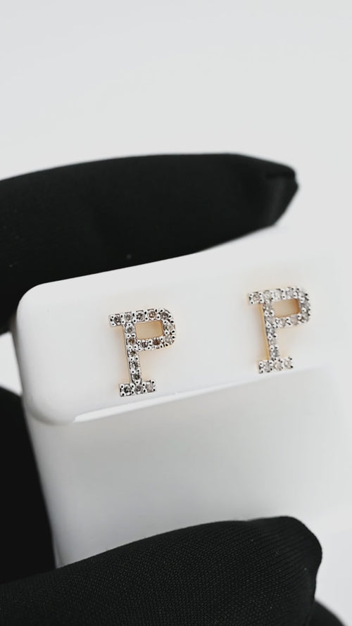 Initial A to z Stud screw back Earrings