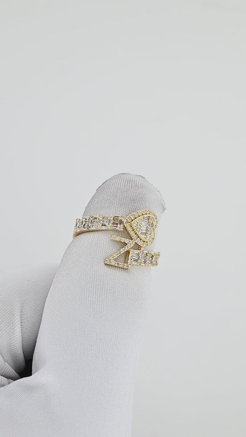 Golden Affection: 14K Gold Initial Z Ring with Heart