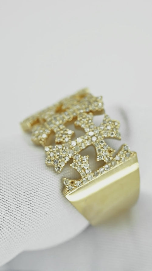 Graceful Radiance: Modern 14K Gold Cross Ring for Timeless Elegance