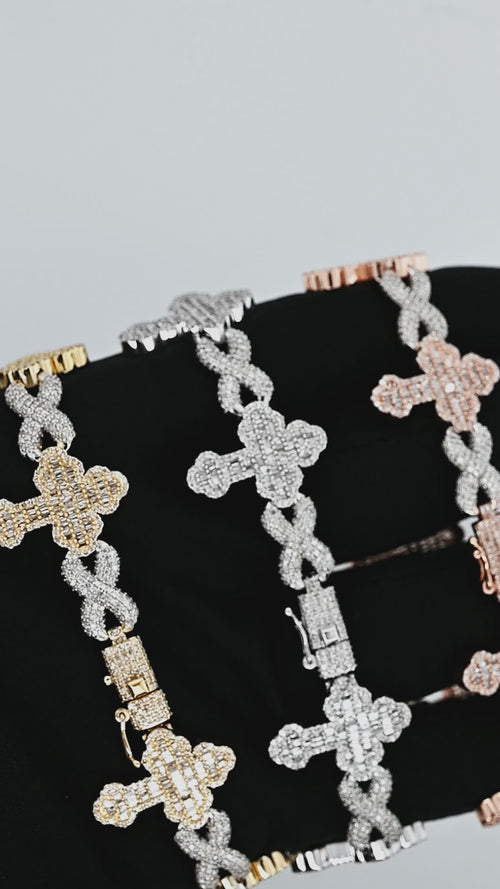 14K Gold Cross & Infinite Men's Bracelet: Symbolic Elegance for Timeless Style