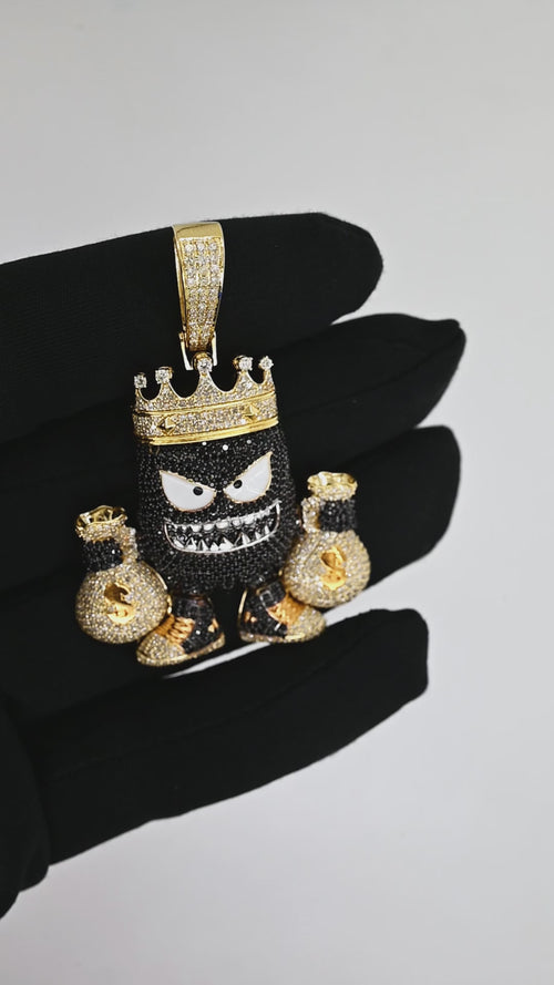 14K Gold Hip-Hop Diamond King Pendant | Iced-Out Money Bag Design