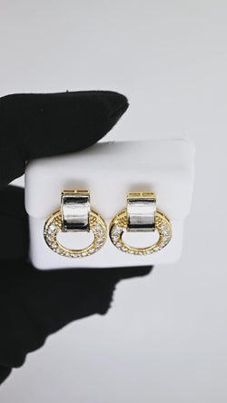 Glamorous 14K Gold Round Earrings Embellished with Stunning Natural Diamonds