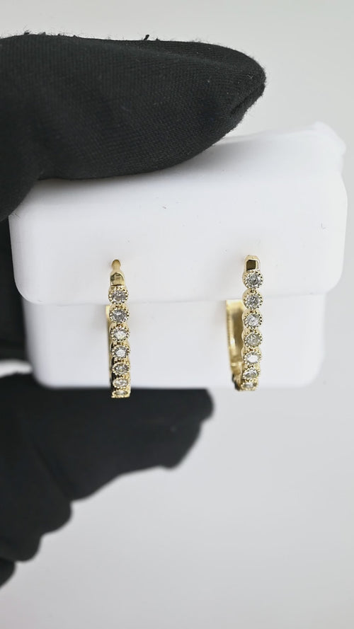 14K Gold Diamond Hoop Earrings | Elegant Classic Design