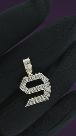 Luminous Enigma: 14K Baguette Number 9 Pendant