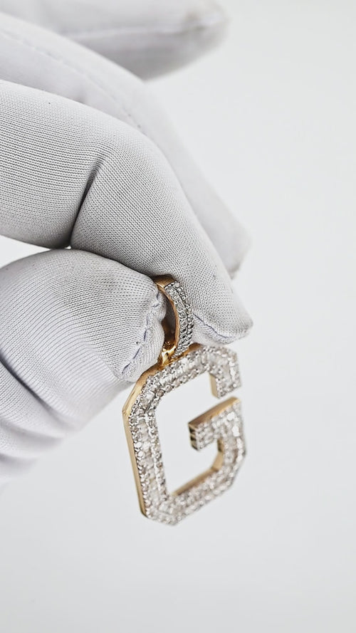 Golden Signature: 14K Gold Baguette Initial G Pendant