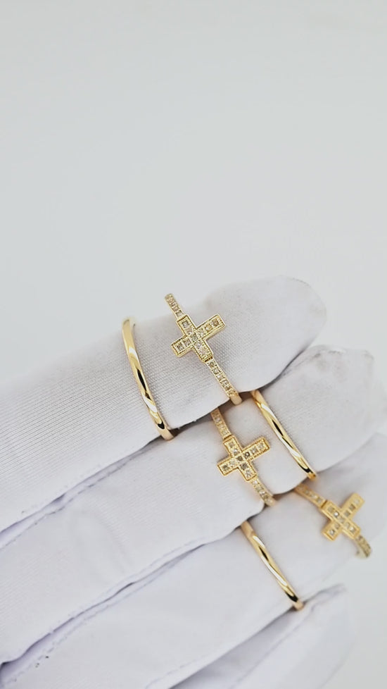 Eternal Faith: 14K Gold Cross Band Ring