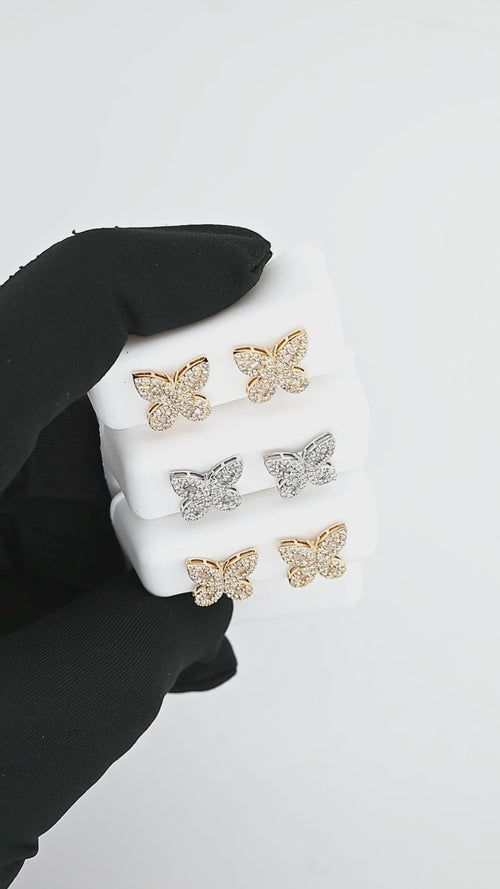 Golden Wings Elegant 14K Gold Butterfly Earrings