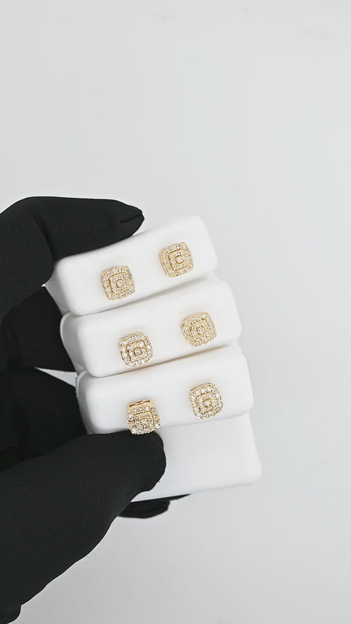 Shining Squares Gold Square Stud Earrings