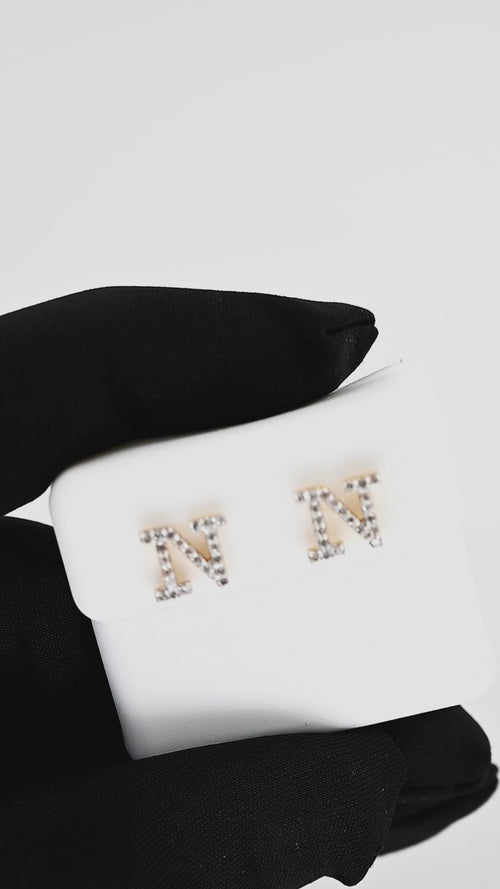 Initial A to z Stud screw back Earrings