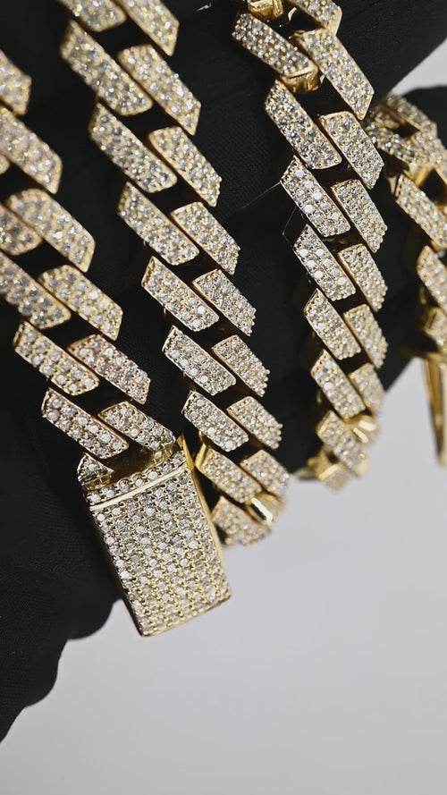 Luxury Defined 14K Solid Gold Cuban Chain with Natural Diamonds.