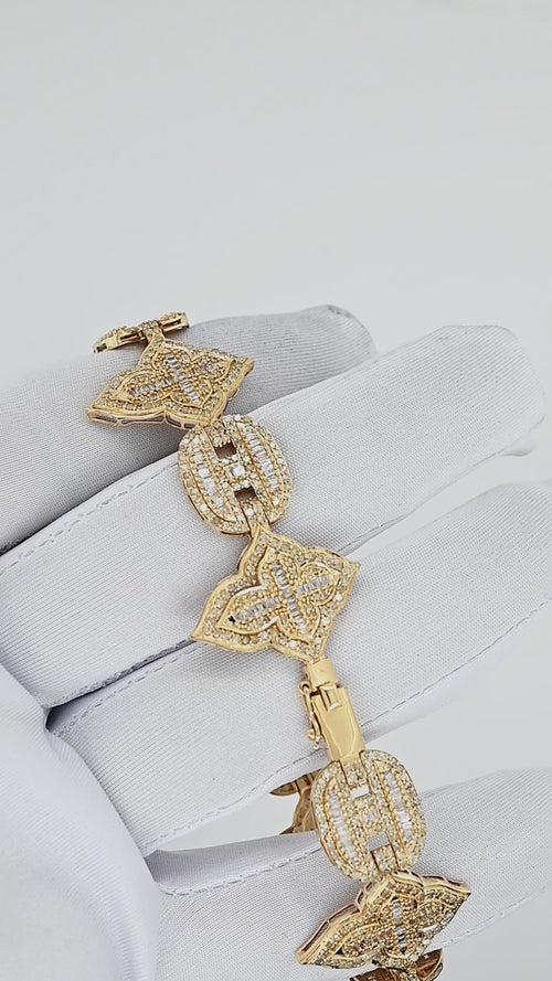 Luxury Redefined: 14K Mined Diamond Cross Cucci Link Bracelet