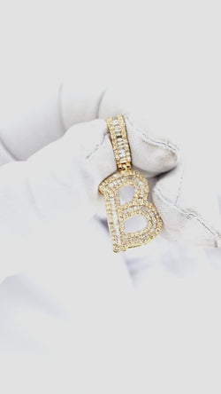 Bespoke Brilliance: B Initial Pendant with Baguette and Round Diamonds