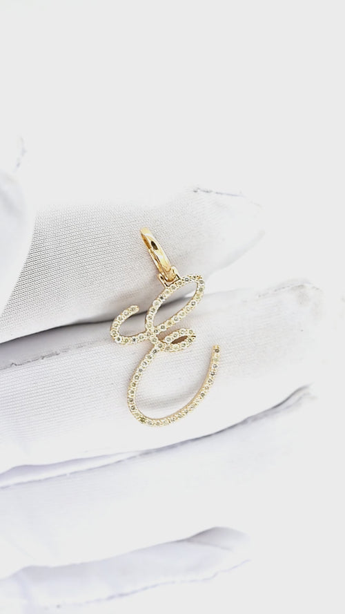 Eternal Sparkle: 14k Gold E Initial Pendant