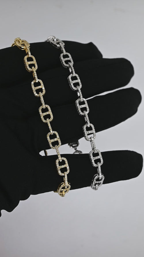 14K White Gold Deco Link Diamond Bracelet | Modern Luxury