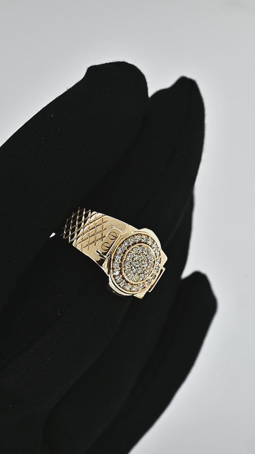 14K Gold Men’s Diamond Ring | Round Pave Luxury Design