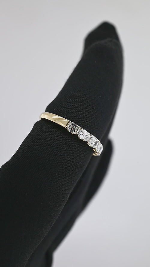 14K Gold Baguette Diamond Half-Eternity Band – 1.00 CT Stackable Ring