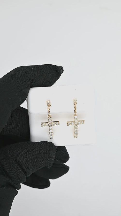 Sacred Symbol 14k Gold Cross Earring