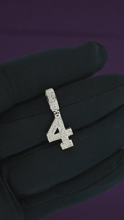 Divine Digits: Enchanting 14K Gold Number 4 Pendant